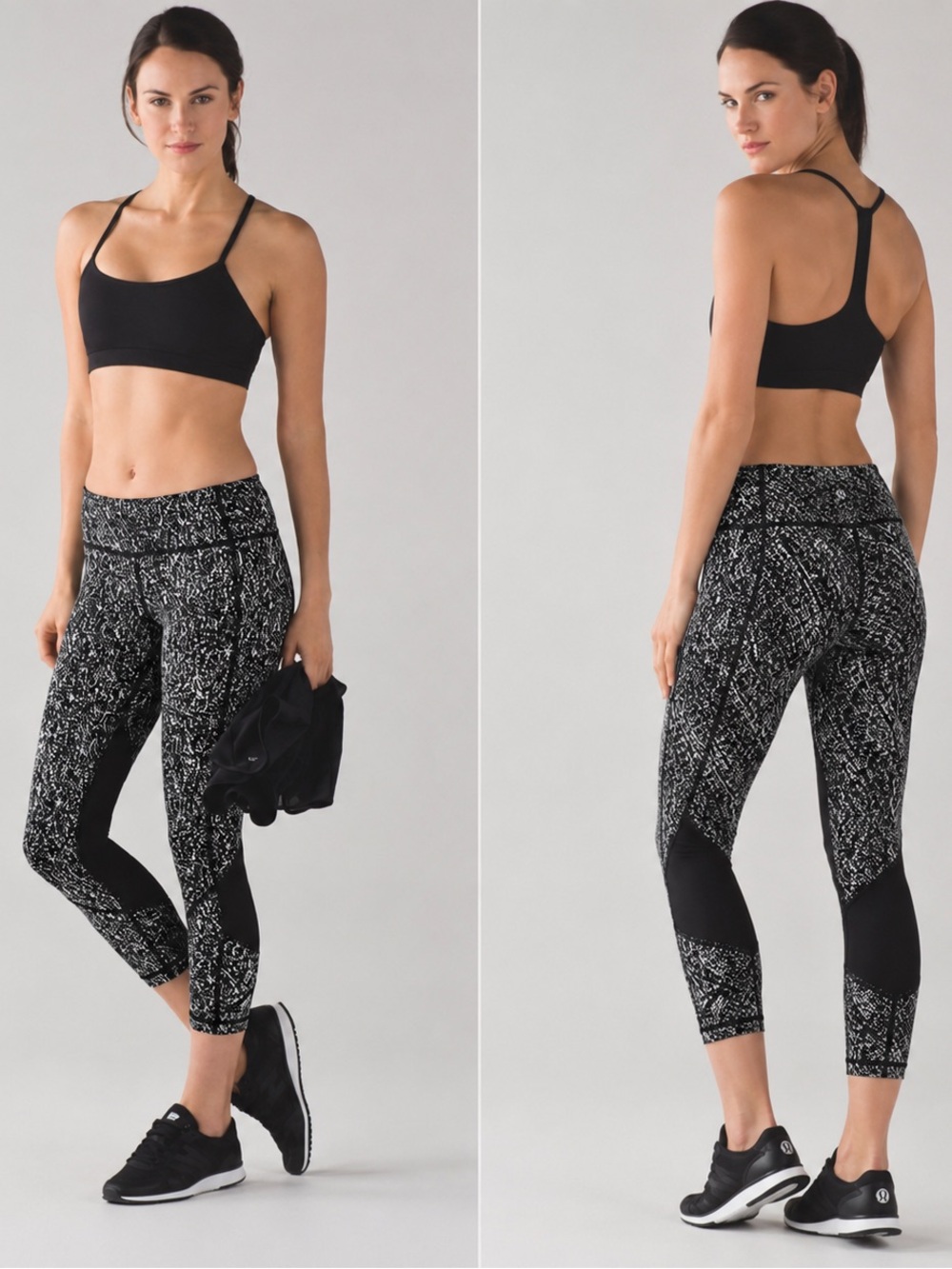 Lululemon Black & White  Print High-Rise women crop leggings, l✨✨✨